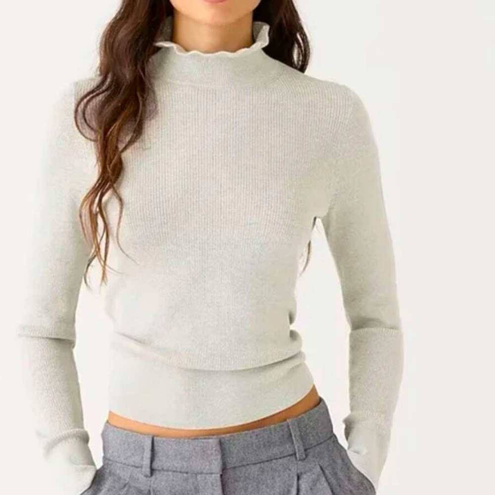 J. Crew Metallic Ruffle Neck Sweater